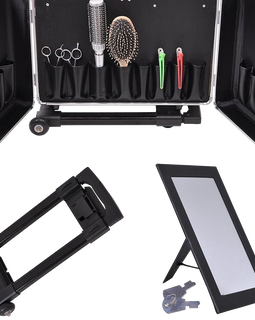 Clipper Trimmer Barber Tool Box Rolling Makeup Hair Salon Stylist Train Case Key